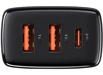 Мережевий зарядний пристрій Baseus Compact Quick Charger 2U+C 30W Black (CCXJ-E01)