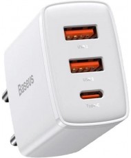 Сетевое зарядное устройство Baseus Compact Quick Charger 2U+C 30W White (CCXJ-E02)