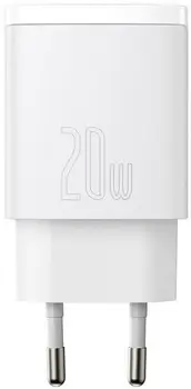 Мережевий зарядний пристрій Baseus Compact Quick Charger U+C 20W White (CCXJ-B02)