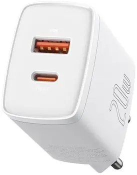 Мережевий зарядний пристрій Baseus Compact Quick Charger U+C 20W White (CCXJ-B02)