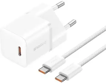 Сетевое зарядное устройство Baseus GaN5 20W White USB-C to USB-C cable (P10110900213-01)