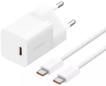 Сетевое зарядное устройство Baseus GaN5 Fast Charger mini 30W White Type-C to Type-C cable (P10110902213-00)