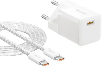 Сетевое зарядное устройство Baseus GaN5 Mini Fast Charger 25W White Type-C to Type-C cable (P10110909213-01)
