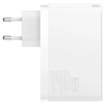 Мережевий зарядний пристрій Baseus GaN5 Pro Fast Charger 2C+U 140W White w/Type-C to Type-C cable (CCGP100202)