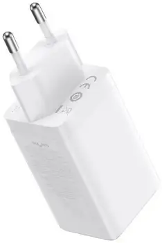 Мережевий зарядний пристрій Baseus GaN5 Pro Fast Charger 2C+U 65W White w/Type-C to Type-C (CCGP120202)