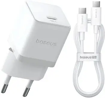 Сетевое зарядное устройство Baseus Palm Fast Charger 20W White Type-C to Type cable (P10111602213-01)