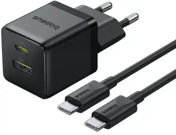 Мережевий зарядний пристрій Baseus Palm Fast Charger 30W EU Cluster Black Mini USB-C to USB-C cable (P1011160A113-01)