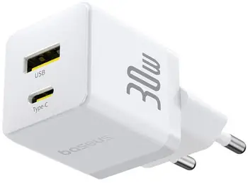 Мережевий зарядний пристрій Baseus Palm Fast Charger 30W EU Moon White Mini USB-C to USB-C cable (P1011160A213-01)