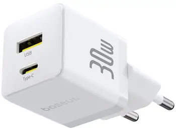 Сетевое зарядное устройство Baseus Palm Fast Charger 30W EU Moon White (P1011160A213-00)