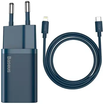 Сетевое зарядное устройство Baseus Super Si Quick Charger 1C 20W Type-C Lightning 20W Blue (TZCCSUP-B03)