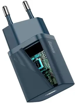 Сетевое зарядное устройство Baseus Super Si Quick Charger 1C 20W Type-C Lightning 20W Blue (TZCCSUP-B03)
