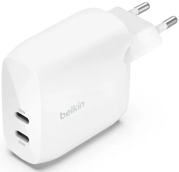Мережевий зарядний пристрій Belkin Boost Up Charge Pro Dual USB-C Wall Charger PPS 60W White (WCB010VFWH)
