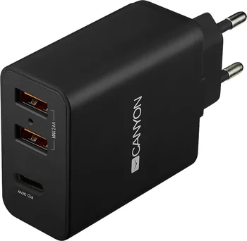Мережевий зарядний пристрій Canyon 3xUSB with Smart IC Black (CNE-CHA08B)