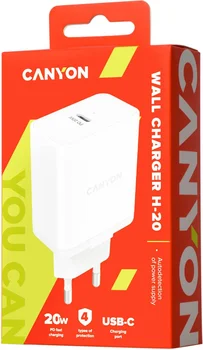 Сетевое зарядное устройство Canyon H-20 White (CNE-CHA20W)