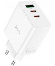 Мережевий зарядний пристрій HOCO C126A Pure power PD40W three-port (2C1A) charger White