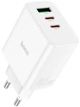 Мережевий зарядний пристрій HOCO C126A Pure power PD40W three-port (2C1A) charger White
