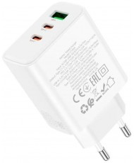 Мережевий зарядний пристрій HOCO C126A Pure power PD40W three-port (2C1A) charger White