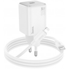 Мережевий зарядний пристрій HOCO N40 Mighty USB-C PD20W charger set (USB-C to Lightning) White