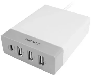 Сетевое зарядное устройство Macally Wall Charger 3xUSB 2.4A and USB-C 3A White (HOME72UC-EU)