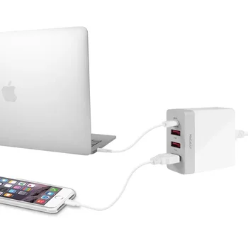 Сетевое зарядное устройство Macally Wall Charger 3xUSB 2.4A and USB-C 3A White (HOME72UC-EU)