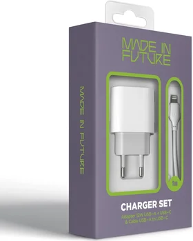Мережевий зарядний пристрій MadeInFuture MFS12 12W A+C + кабель USB-A to Lightning White (MIF82823)
