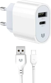 Сетевое зарядное устройство MadeInFuture MFS12 12W A+C + кабель USB-A to USB-C White (MIF82822)