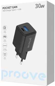 Мережевий зарядний пристрій Proove Pocket 30w GaN PD USB-C/USB-A ports charger Black (WCPG30110001)