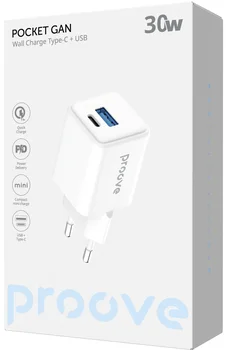 Мережевий зарядний пристрій Proove Pocket 30w GaN PD USB-C/USB-A ports charger White (WCPG30110002)