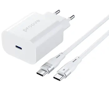 Сетевое зарядное устройство Proove Rapid 30W (Type-C) + Кабель Type-C to Type-C White (WCRP30012202)