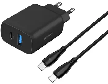 Сетевое зарядное устройство Proove Silicone Power 2 30W + cable Type-C to Type-C 1m Black (WCSP23011001)