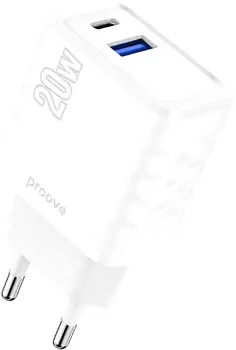Сетевое зарядное устройство Proove Speed Surge 20W (USB + Type-C) White (WCSS20120002)