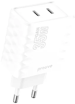 Сетевое зарядное устройство Proove Speed Surge Gan 35W (Type-C + Type-C) White (WCSS30020002)