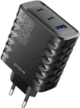 Сетевое зарядное устройство Proove Speed Surge Gan 65W (USB + 2 Type-C) Black (WCSS60120001)