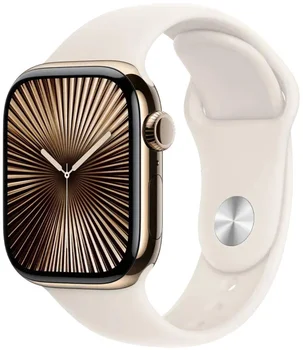 Смарт-часы Apple Watch Series 10 GPS + Cellular 42mm Gold Titanium Case w. Starlight Sport Band - S/M (MX063)