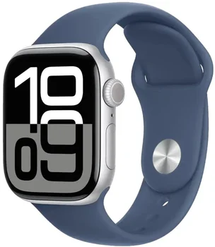 Смарт-часы Apple Watch Series 10 GPS + Cellular 42mm Silver Alu. Case w. Denim Sport Band - S/M (MWX33)