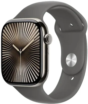 Смарт-часы Apple Watch Series 10 GPS + Cellular 46mm Natural Titanium Case w. Stone Grey Sport Band - M/L (MWYA3)