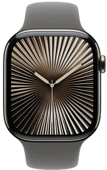 Смарт-часы Apple Watch Series 10 GPS + Cellular 46mm Natural Titanium Case w. Stone Grey Sport Band - M/L (MWYA3)