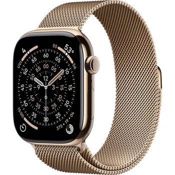 Смарт-часы Apple Watch Series 11 GPS + Cellular 46mm Gold Tit. Case w. Gold Milanese Loop - S/M (MFD74)