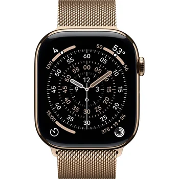 Смарт-часы Apple Watch Series 11 GPS + Cellular 46mm Gold Tit. Case w. Gold Milanese Loop - S/M (MFD74)