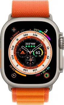 Смарт-годинник Apple Watch Ultra GPS + Cellular 49mm Titanium Case with Orange Alpine Loop - Small (MNHA3/MNHH3)