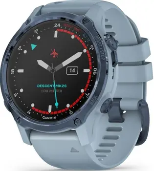 Смарт-годинник Garmin Descent Mk2S Mineral Blue with Sea Foam Silicone Band (010-02403-07)