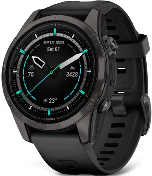 Смарт-годинник Garmin Epix Pro Gen 2 Sapphire 42mm Carbon G. DLC Ti. with Black Band (010-02802-14/1)