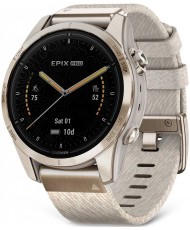 Смарт-часы Garmin Epix Pro Gen 2 Sapphire 42mm Soft Gold w. Cream H. Nylon Band (010-02802-20)