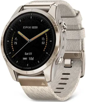 Смарт-годинник Garmin Epix Pro Gen 2 Sapphire 42mm Soft Gold w. Cream H. Nylon Band (010-02802-20)