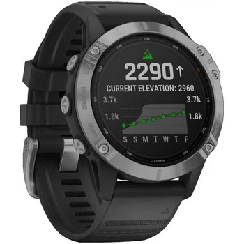 Смарт-годинник Garmin Fenix 6 Solar Silver with Black Band (010-02410-00)