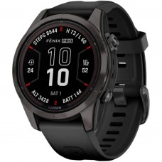 Смарт-часы Garmin Fenix 7S Pro Sapphire Solar Carbon G. DLC Tit. with Black Band (010-02776-10/11/54)