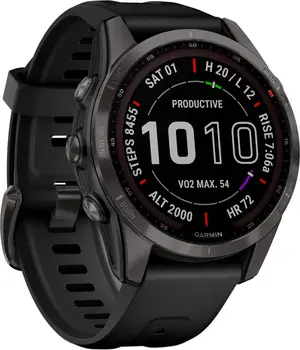 Смарт-годинник Garmin Fenix 7S Sapphire Solar Carbon G. DLC Titanium w. Black Band (010-02539-24/25)