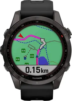 Смарт-годинник Garmin Fenix 7S Sapphire Solar Carbon G. DLC Titanium w. Black Band (010-02539-24/25)