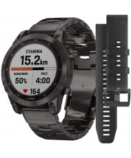 Смарт-часы Garmin Fenix 7 Sapphire Solar C. Grey DLC Titanium w. Carbon Grey DLC V. Titanium Band (010-02540-39)