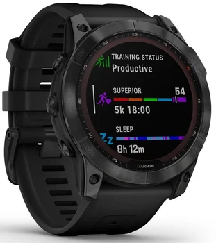 Смарт-часы Garmin Fenix 7X Sapphire S. Black DLC Titanium w. Black Band (010-02541-22/23/45)